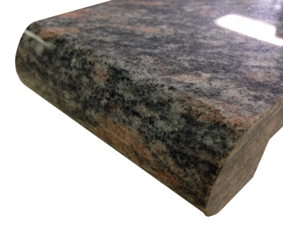 A 1 1/2 inch laminated 1 1/2 inch bullnosed edge on kinawa granite. A 1 1/2 inch laminated 1 1/2 inch bullnosed edge on kinawa granite.