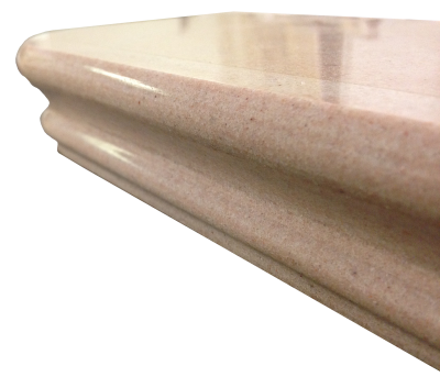 A custom edge on beige quartzite. A custom edge on beige quartzite.