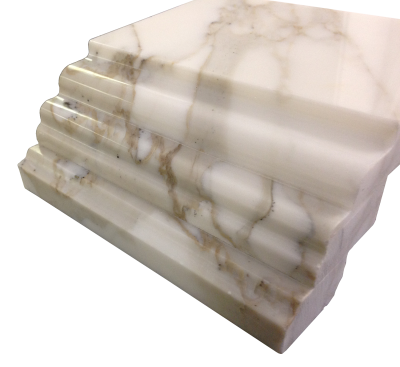 A custom edge on calacatta oro marble. A custom edge on calacatta oro marble.