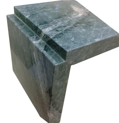 A custom edge on emerald green marble. A custom edge on emerald green marble.