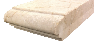 A custom 4cm laminated edge on brushed botticino. A custom 4cm laminated edge on brushed botticino.