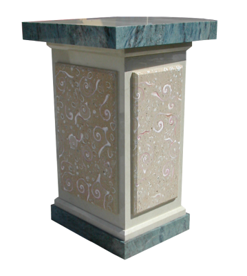 A pulpit made out of azul do mar and conch stone. A pulpit made out of azul do mar and conch stone.