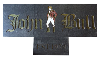 Inlaid logo made out of leathered absolute black granite. Inlaid logo made out of leathered absolute black granite.