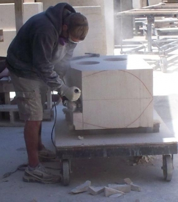 Roughing out the shape of the vanity. Roughing out the shape of the vanity.