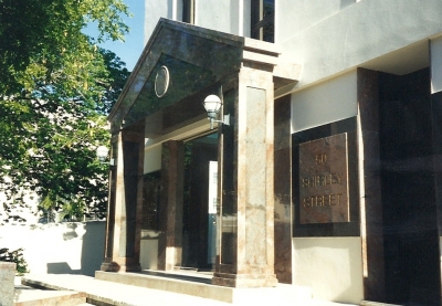 Wall cladding around an entrance. Wall cladding around an entrance.